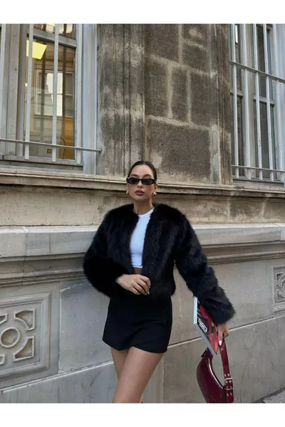 Безворсовая премиальная импортная шубка Лолита, жакет-пальто, свадебное болеро, свадебная шуба, черная