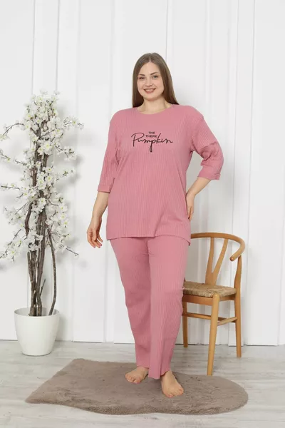 Fitilli Kaşkorse Pamuklu İspanyol Paça Yeni Sezon Büyük Beden Ev Giyim