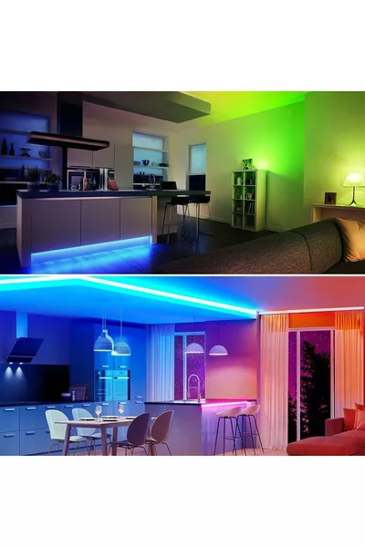 RGB светодиодная лента  метров, -кнопочный пульт,  SMD, 3 чипа, комплект «подключи и работай», без силикона, для внутреннего использования