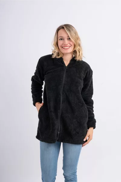 Lange Tunika Welsoft Plüschjacke