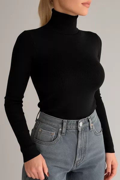 Unisex Premium Pamuklu Balıkçı Yaka Kaşkorse Şardonlu Slimfit Boğazlı Kazak