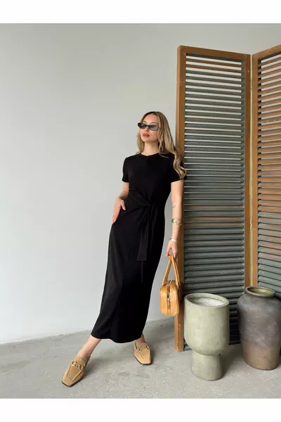 فستان من القماش المودال للنساء مربوط من الجنب