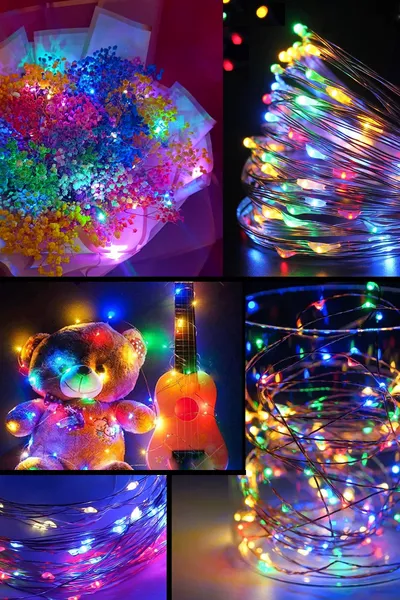 RGB светодиодная лампа на батарейках  метров для внутреннего и наружного использования, праздничное декоративное освещение, цветная светодиодная декорация 