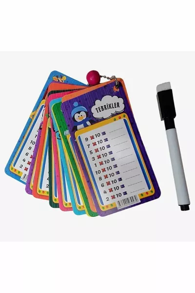 بطاقات جدول الضرب قابلة للكتابة مع تمارين، مغناطيسية، ممحاة، قلم لوحي صغير، مع هدية