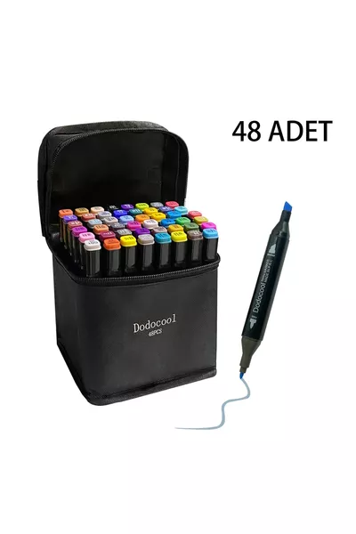 Set van  Dubbelzijdige Touch Markers met Design Pennen en Draagbare Etui