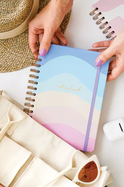   cm Spiral Bound Elastic Lined Undated Notebook Rainbow