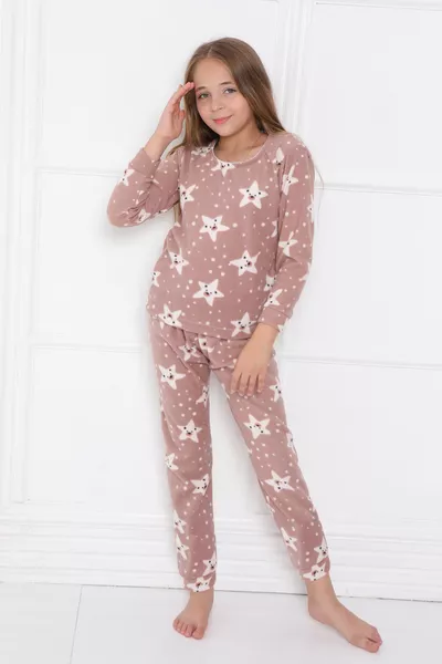 طقم بيجاما شتوية للأطفال من الفرو