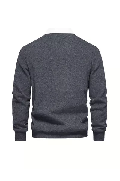 سويت شيرت غازي للجنس الذكوري بياقة قميص وقطن بألوان رجعية