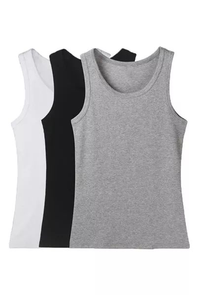 3ER SET QUALITATIVE KNÖPFELOSE HERRENUNTERHEMD