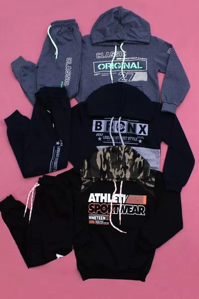 Комплект с качулка за момчета, 3 части