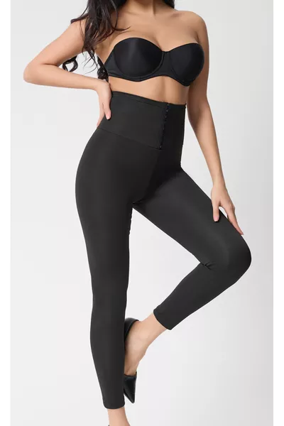 Collants thermiques avec sauna et fermeture à agrafes affinant la taille