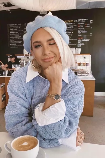 French Painter Australia Wool Felt Beanie Baby Blue