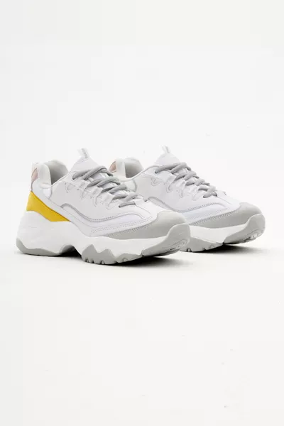 حذاء نسائي رياضي أبيض أصفر 