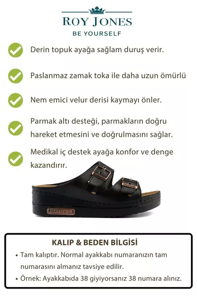 نموذج نسائي مريح بحذاء داخلي تشريحي تقويمي مع قاعدة عظمية، حذاء منزلي وخارجي بحزامين ومشبك