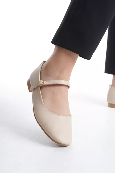 "AÇELYA" Ballerina con Punta Tonda, Chiusura a Cinghia, Suola Piana, Ortopedica, Nuova Collezione