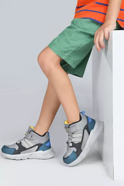  Klettverschluss Grau - Schwarz Unisex Kinder Winterstiefel Sportschuhe