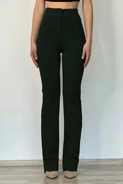 المرأة الأسود كريب النسيج ليكرا الاسبانية الساق Palazzo السراويل