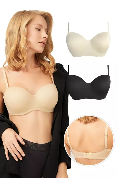 Градник без подплата с банели и стегната форма, без презрамки, пакет от 2 броя