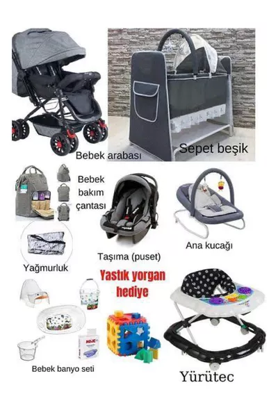 Babybett- und Kinderwagen-Set aus Wiege für Babys, 2-teilig, Babywanne, Babytrage, Lauflernhilfe, Wannen-Set