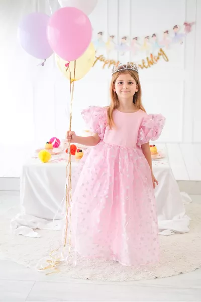 Robe pour fille avec jupe en tulle rose étoilé - Elsa