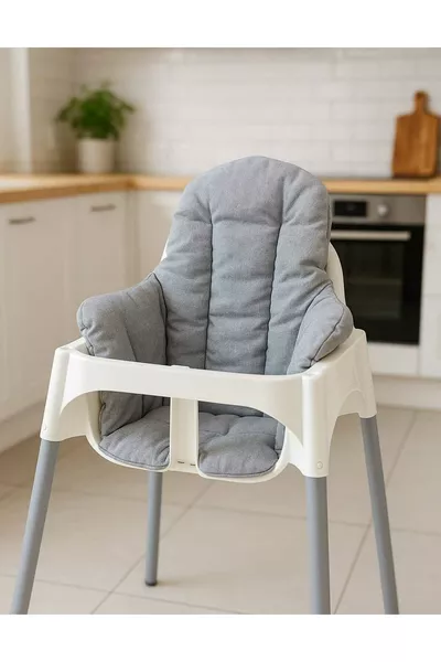 مخدة كرسي طعام أطفال ورضع قطنية باللون الرمادي المغبر