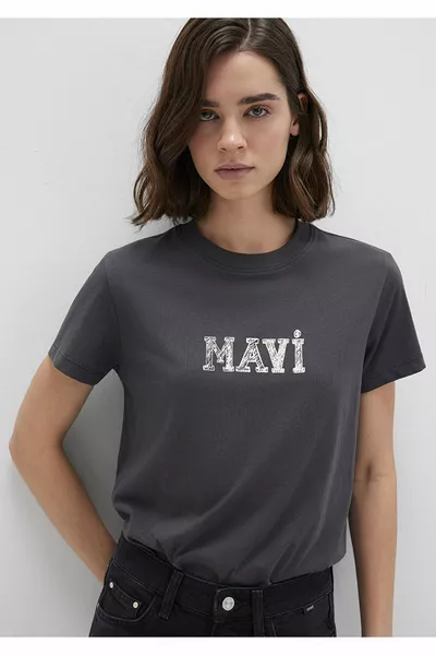 Printed Anthracite T-Shirt Regular Fit / Standard Cut 