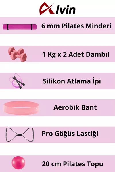 Tüm Vücut Fitnessı İçin İdeal Pilates Seti - Mindere, Dambıla ve Daha Fazlasına Sahip!