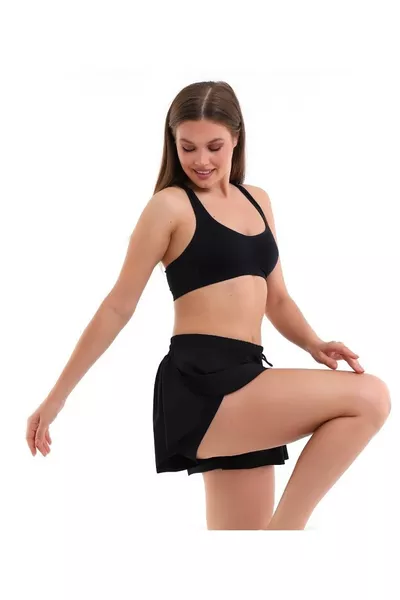 FYORA Women's Black Neoprene Fabric Custom Made Stylish Mini Sports Skort