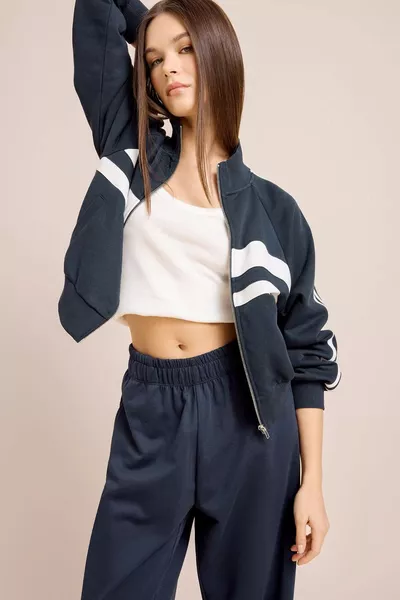 Cool Fitted Stand Collar Sweatshirt with Pockets and Thick Zipper SP