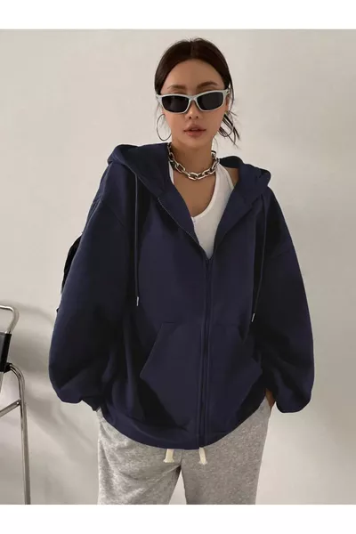 Zwarte Hoodie met Rits