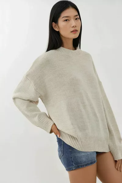 Crew Neck Relax Fit Soft Knit Sweater