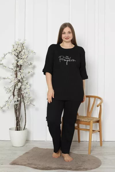 Fitilli Kaşkorse Pamuklu İspanyol Paça Yeni Sezon Büyük Beden Ev Giyim