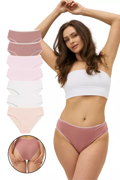 Ensemble de 7 culottes bikini pour femmes en coton |  % coton 5 % élasthanne – Doux et extensible