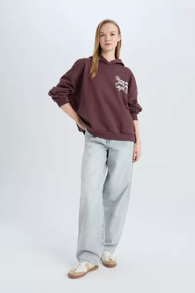 Coool Locker sitzender Kapuzenpullover mit Rückenaufdruck, dicker Sweatshirtstoff WN