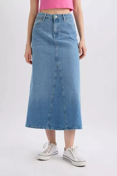 Fashion Fit Maxi-Jeansrock mit Tasche AU