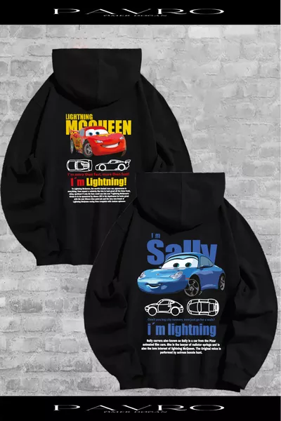 Felpa con cappuccio da coppia McQueen Sally con stampa sulla schiena, set di 2 pezzi per coppie