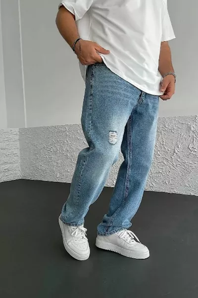Pantalon en jean bleu baggy, coupe confortable