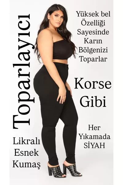 Sinemstyle Plus Size Black Stretch Shaping Jeans