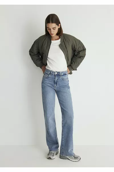 Victoria Premium Nebelblauer Offener Jeanshose 