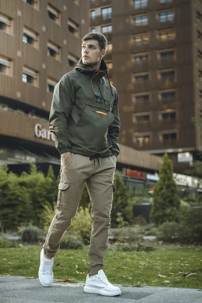 معطف رجالي مضاد للماء من هيلتي، مبطن، بسحّاب نصف، وجيوب