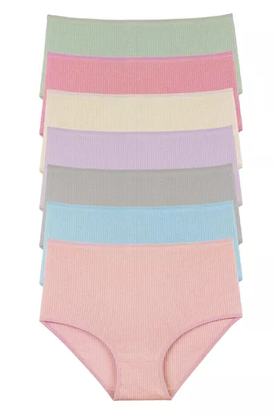 Dames Ribbel Hoge Taille 7-delige Slip Set - 