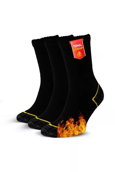 3 пары термоносков для кемпинга на открытом воздухе, с хлопковой подкладкой, дышащие, черные, мужские и женские