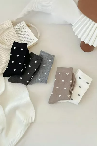 Calze da tennis donna a cuore, 5 paia, qualità premium, multicolore
