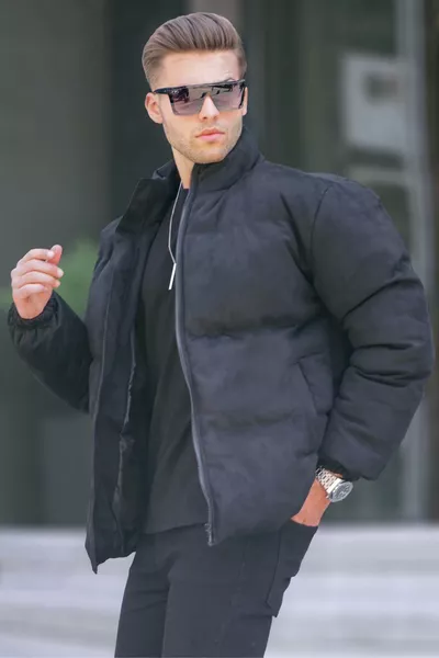 جاكيت رجالي مبطن أسود من النوبوك 