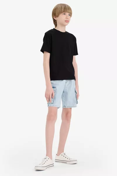 تي شيرت للجنس الذكور برقبة على شكل دراجة قصيرة الأكمام أساسي SM