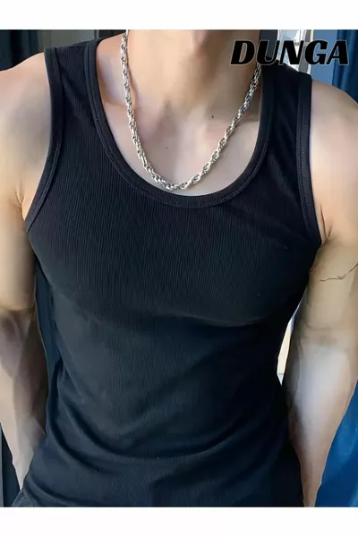 قميص داخلي رجالي ضيق - تانك توب كشكيرس من القطن مع ليكرا