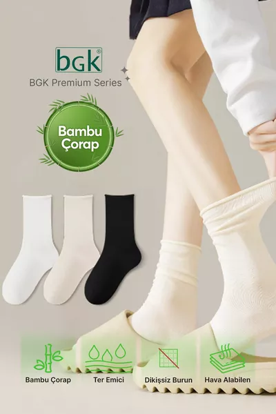 3 paires de chaussettes femme en bambou, colorées, sans élastique, socquettes sans couture