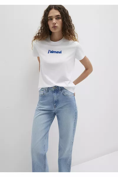Printed White T-Shirt Regular Fit / Standard Cut 