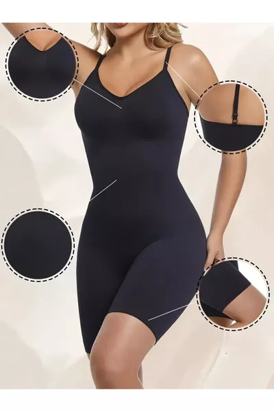 Larix Model Extra Shaping Extra Firm Full-Length Bodysuit Corset Black Color