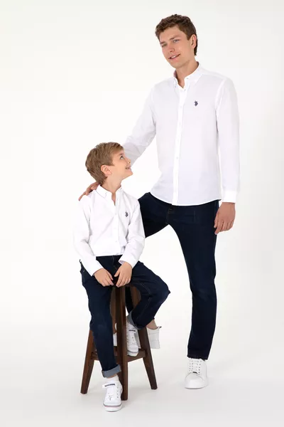 Erkek Beyaz Uzun Kollu Basic Gömlek 